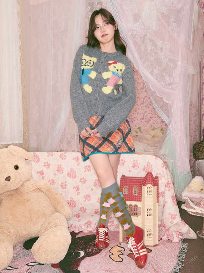 Teddy Bear Knit Crew Neck Cardigan【s0000014494】