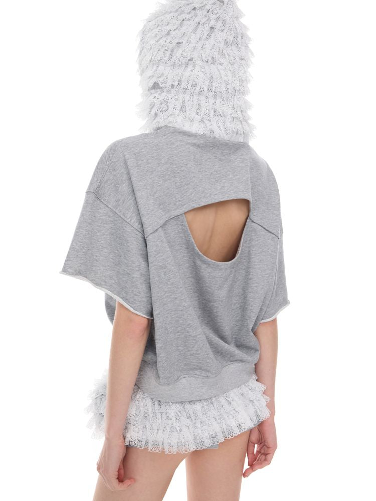 Hooded backless sports T-shirt【s0000012988】