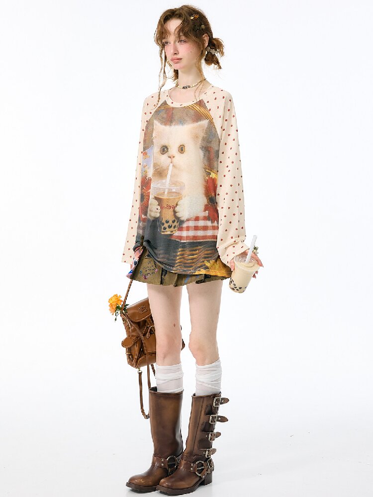 Graffiti Print Pleated Skirt【s0000017889】
