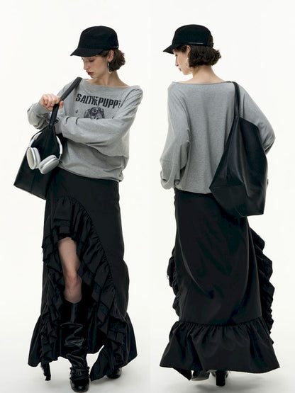 Irregular ruffled half-body skirt【s0000013746】