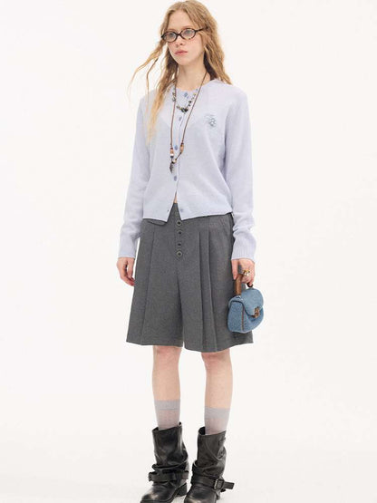 Hand-embroidered Grape Wool Cardigan【s0000015412】