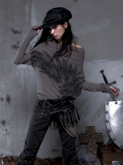 Heavy-Duty Fringe Wide Leather Belt【s0000014476】