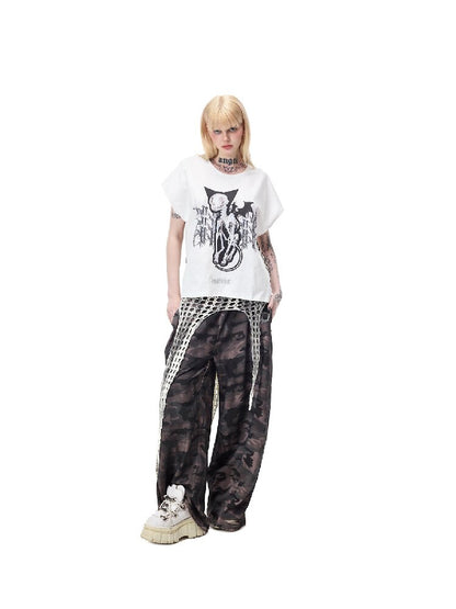 Cat Bone Print Patchwork Top【s0000017718】