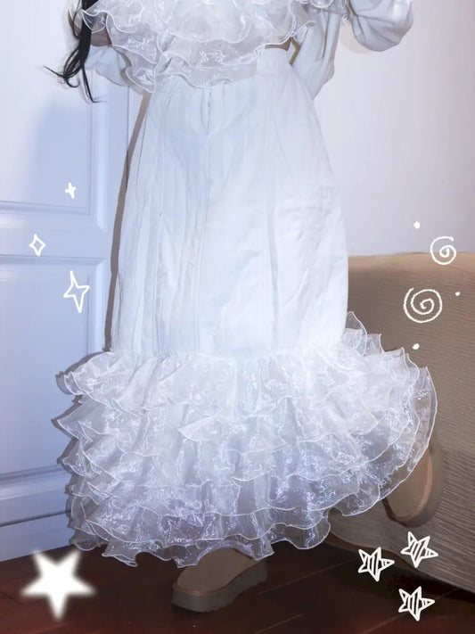 Apricot-Colored Design-Inspired Lace Skirt【s0000014344】