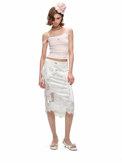 Asymmetrical Knit Lace Camisole Top【s0000016910】