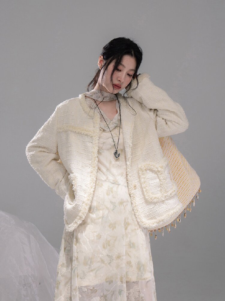 Broken Apricot White Wool Jacket【s0000015735】