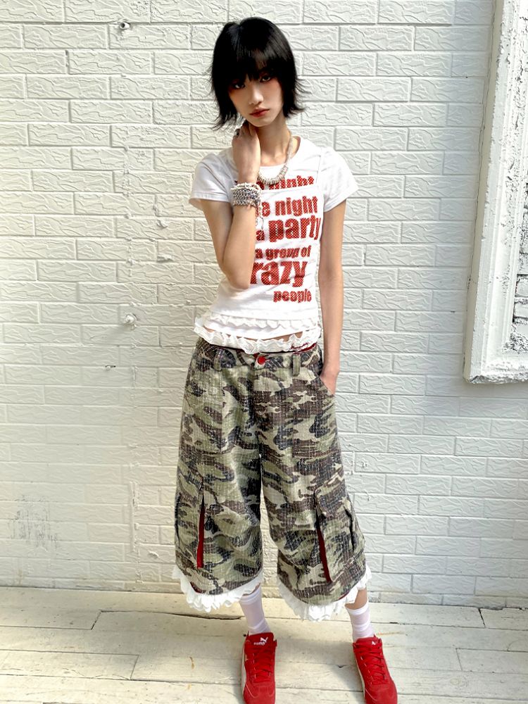 Detachable Lace Camouflage Shorts【s0000012955】