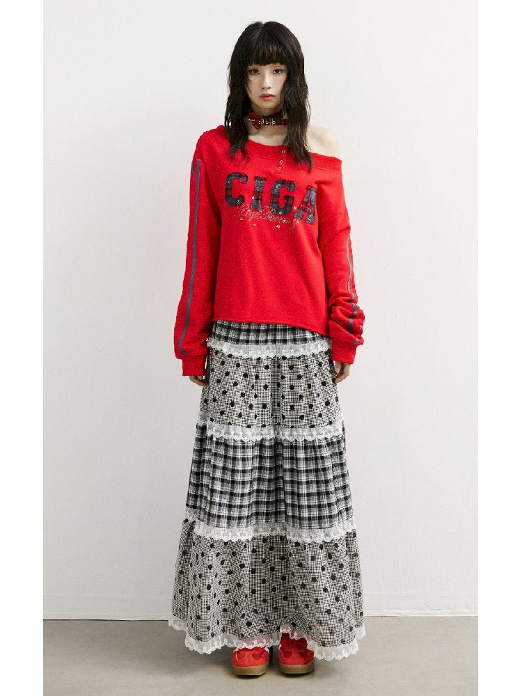 Large Hem A-line Long Half Skirt【s0000011420】