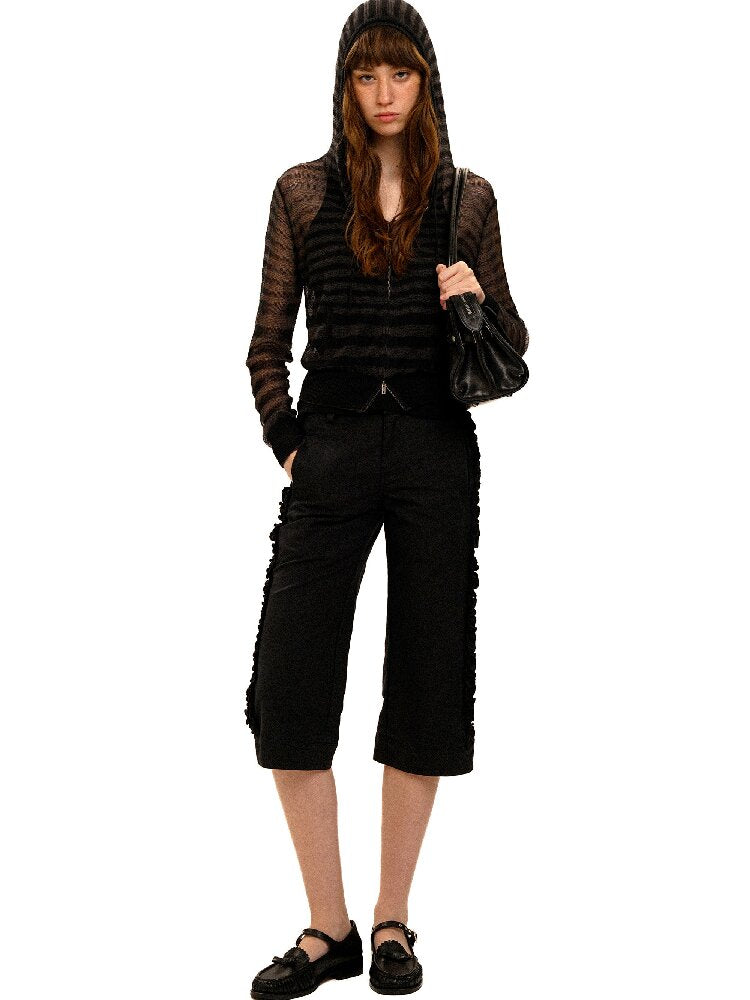 Pleated Lace Cotton Cropped Pants【s0000017926】
