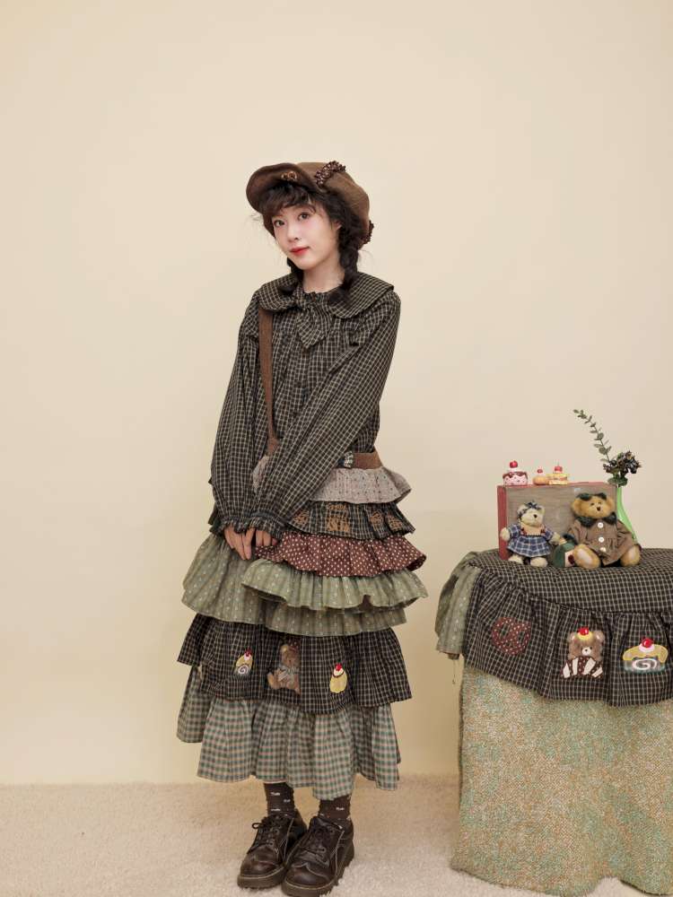 Vintage Girl Bear Dessert Cake Skirt【s0000014843】