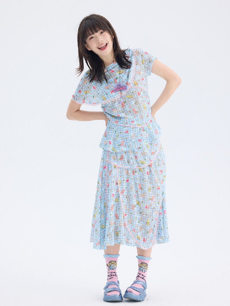 Bunny Lace Asymmetrical Skirt Set【s0000017690】