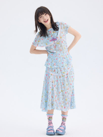 Bunny Lace Asymmetrical Skirt Set【s0000017690】