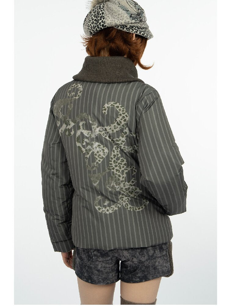 Striped Comic Character Down Jacket【s0000018074】