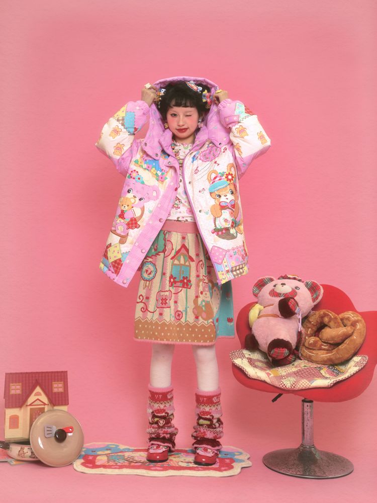 곰 핑크 따뜻한 후드 재킷 [S0000011331]