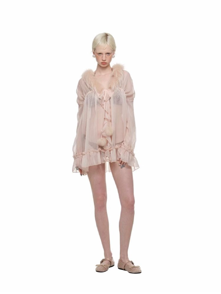 Chiffon Spell Wool Striped Shirt【s0000011573】