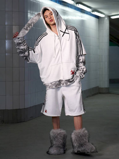 Skull Print Puff Sleeve Rabbit Ear Hoodie Jacket【s0000014419】