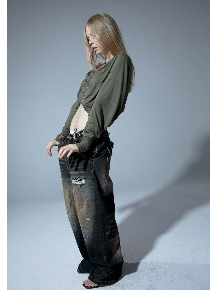 Drawstring One Shoulder T-Shirt【s0000011277】