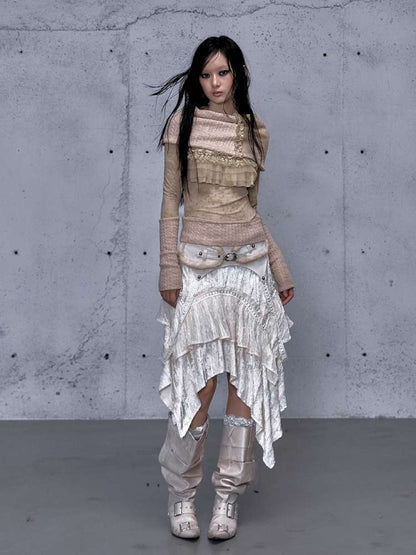 Vintage Lace Irregular Velvet Skirt【s0000014930】