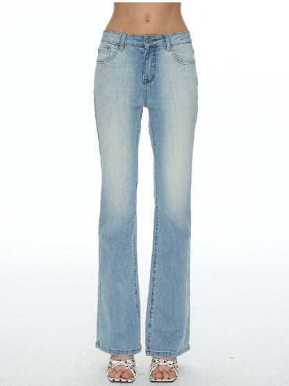 Light Washed Slim Bootcut Jeans【s0000015876】