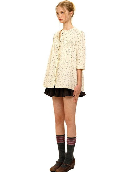 Hand Painted Floral Lace Shirt【s0000017933】