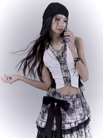 Plaid model splicing shirt【s0000012374】