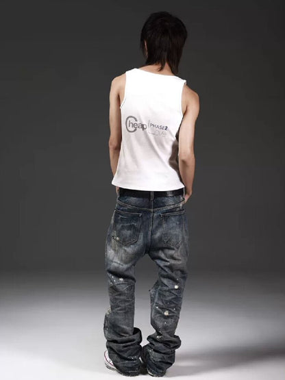 Distressed Irregular Rivet U-Vest【s0000018267】