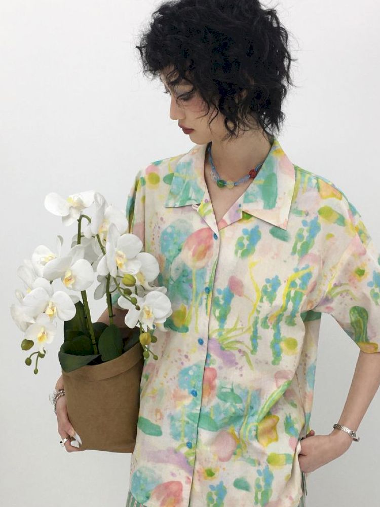 Full-print short-sleeved shirt【s0000012951】
