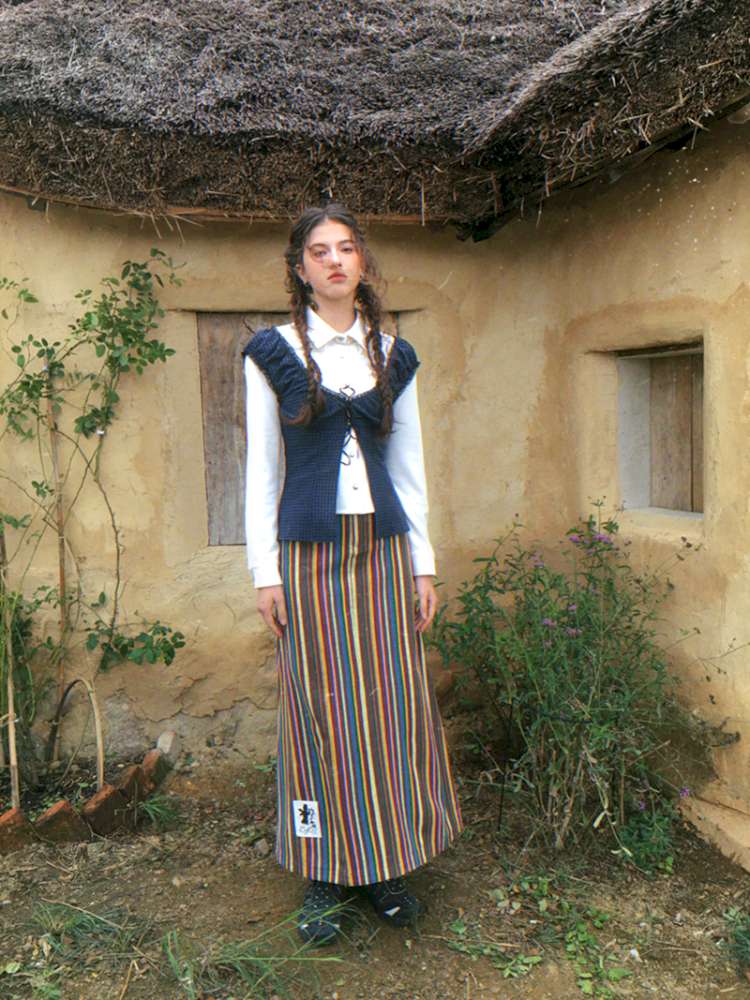 Blue Plaid Polka Dot Long Shirt【s0000014902】