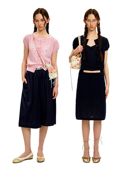 Breathable Lace Knit Top Skirt Set【s0000017442】