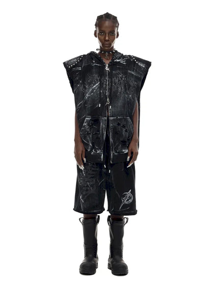 Cat-Ear Rock Punk Sleeveless Y2K Jacket【s0000014016】