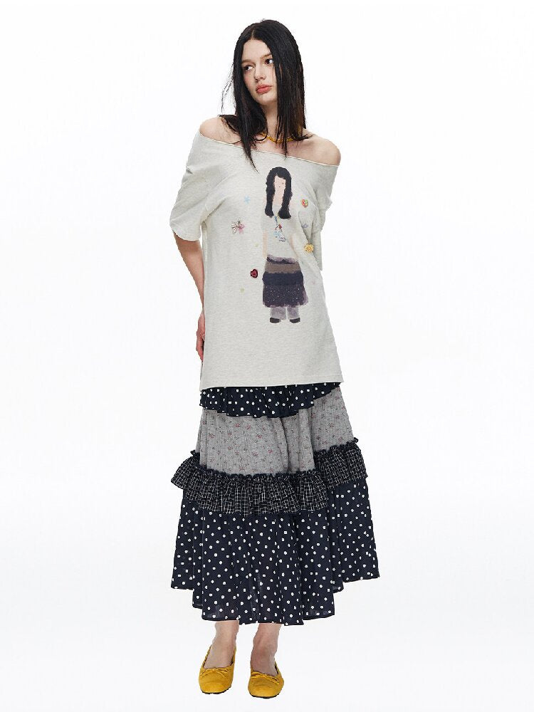 Floral Plaid Polka Dot Cake Skirt【s0000015885】