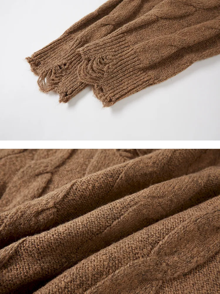 Long Sleeve Oversized Cable-Knit Pullover Sweater【s0000014051】