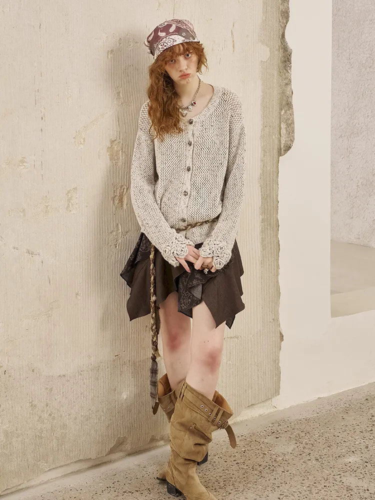 Oversized Vintage-Style Knit Cardigan【s0000014056】