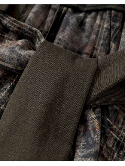 Patchwork Plaid Shirt Dress Skirt【s0000014473】