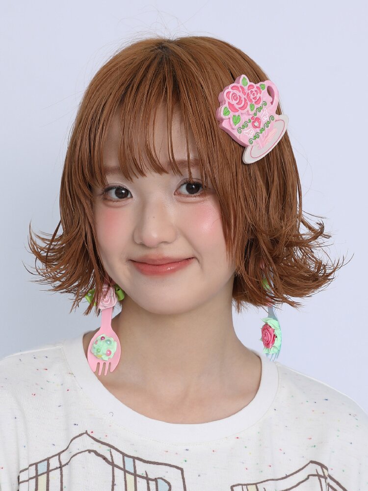 Rose Coffee Cup Printed Hair Clip【s0000017461】
