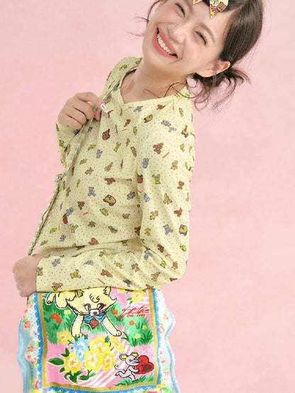 Yellow Plaid Handkerchief Kitten Crossbody Bag【s0000019248】