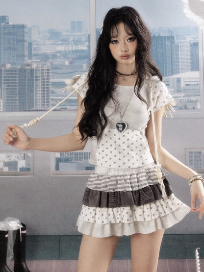 Patchwork Pentagram Lace Short Skirt【s0000016535】