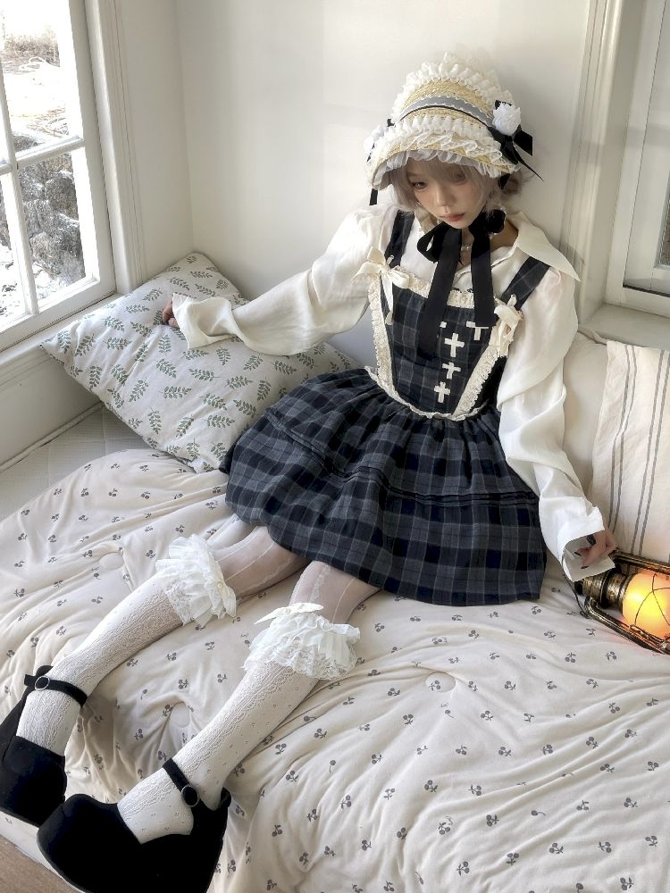 Waisted Fishbone Lace Bow Tie Dress【s0000011341】