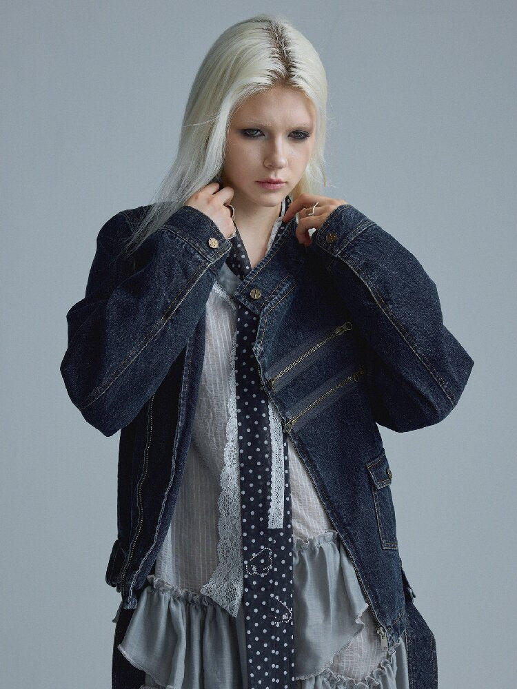 Distressed Texture Denim Jacket Top【s0000018545】