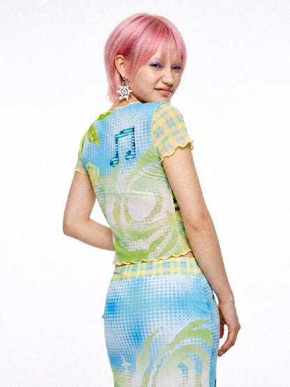 Mesh Short Sleeve Mermaid Dress【s0000017518】