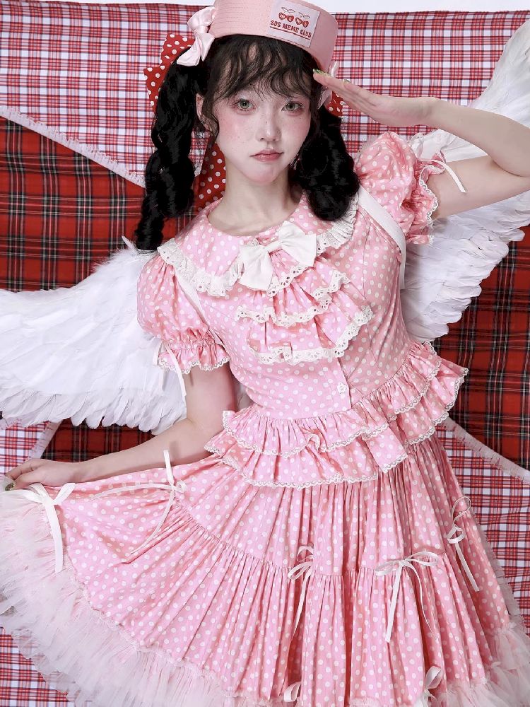 Polka Dot Short Sleeve Top【s0000012186】