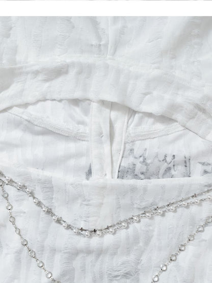 Backless Hooded Long Sleeve Bottom Top【s0000013469】