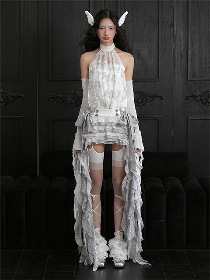 Printed Halter Polka Dot Style Dress【s0000018180】