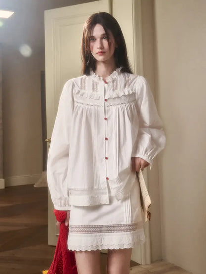 Natural Cotton Shirt Skirt Set【s0000014330】