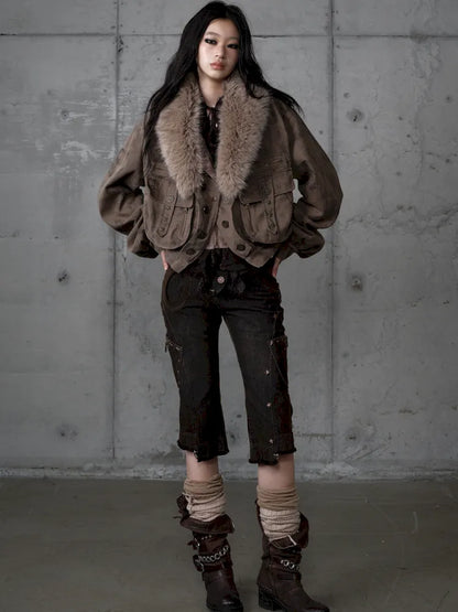 Plaid functional distressed dirty jacket【s0000014114】