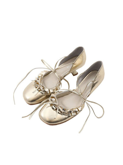 Ruffled Bow Lace Up High Heels【s0000016133】