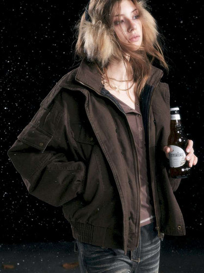 Vintage Distressed Flying Padded Jacket【s0000014673】