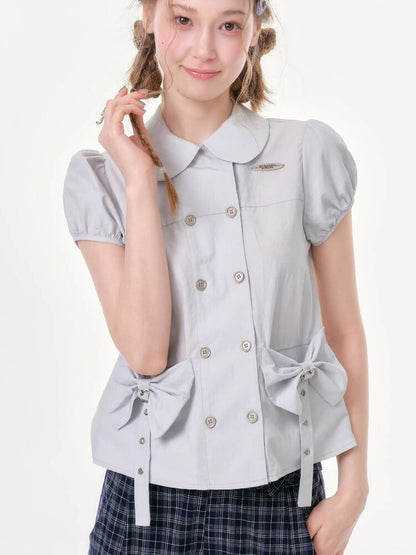 Bow Puff Sleeve Doll Collar Shirt【s0000016610】