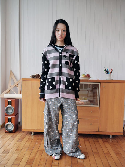 Purple Jacquard Hooded Sweater Top【s0000018708】