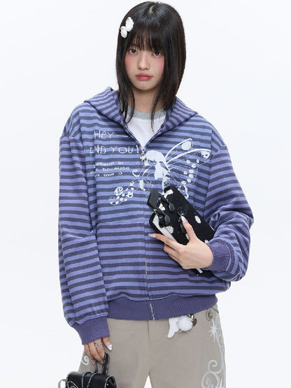 Vintage Striped Hooded Sweatshirt【s0000016380】